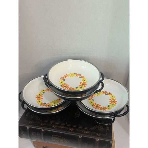 Vintage Ekco Daisy Country Garden Cookware Pan Italy 6.5" diameter *Set Of Six!* - Picture 1 of 7
